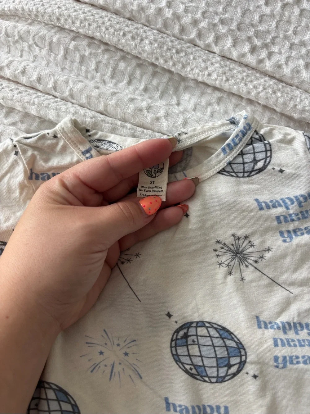Carter's Cream and Blue 'Happy New Year' Kids Pajama Set